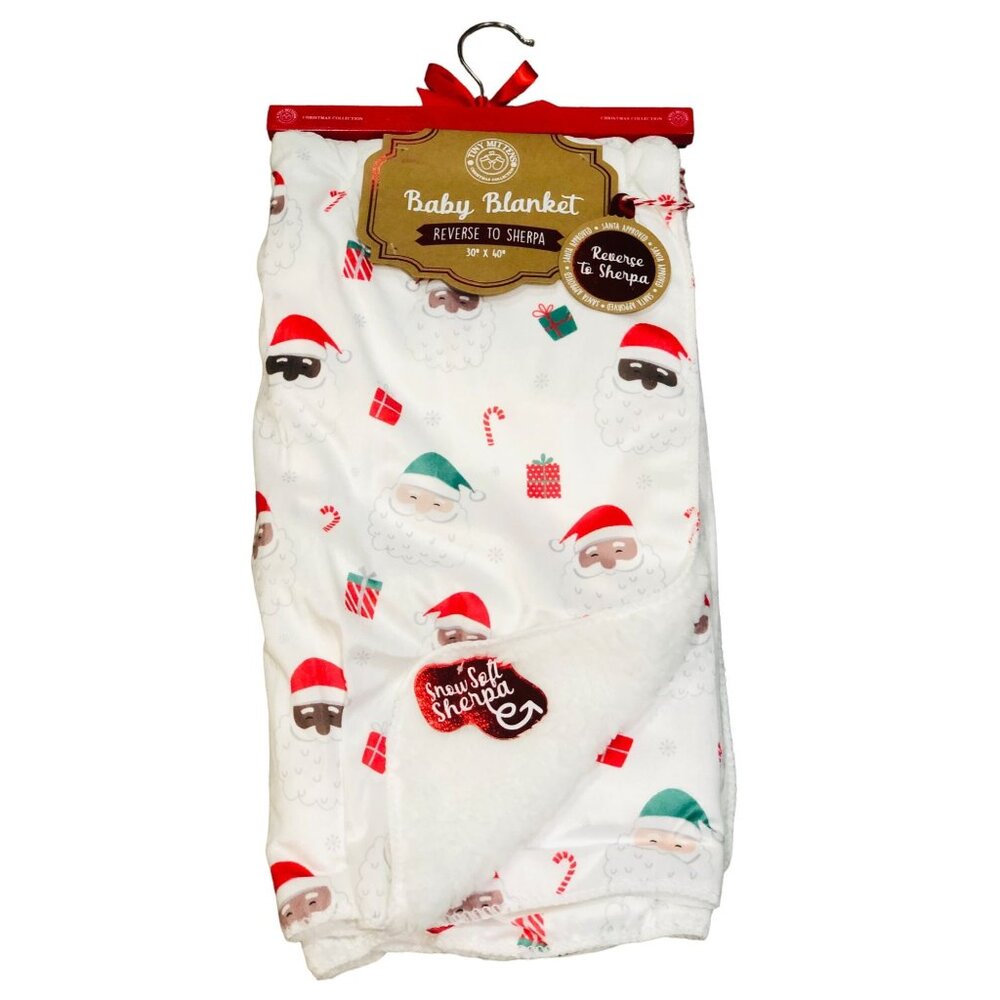 Baby Blanket Christmas Inclusive Santa Claus Holiday Reverse to Sherpa Throw
